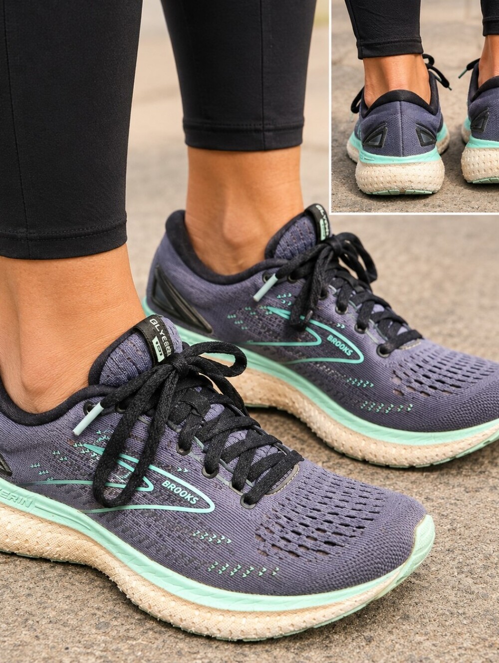 Brooks Glycerin 19 Women’s Size 8 Blue Running Shoes Grey Teal  1203431B473